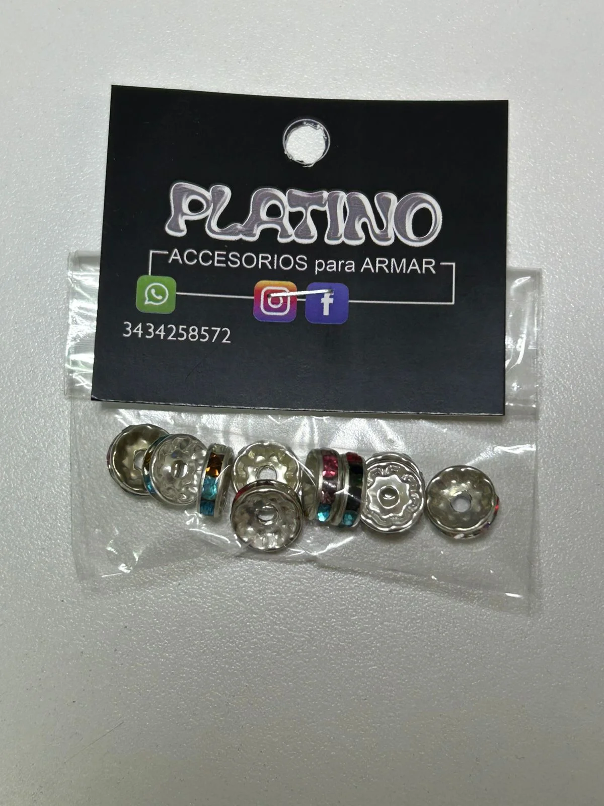 Rondel stras multicolor 10mm. 10u