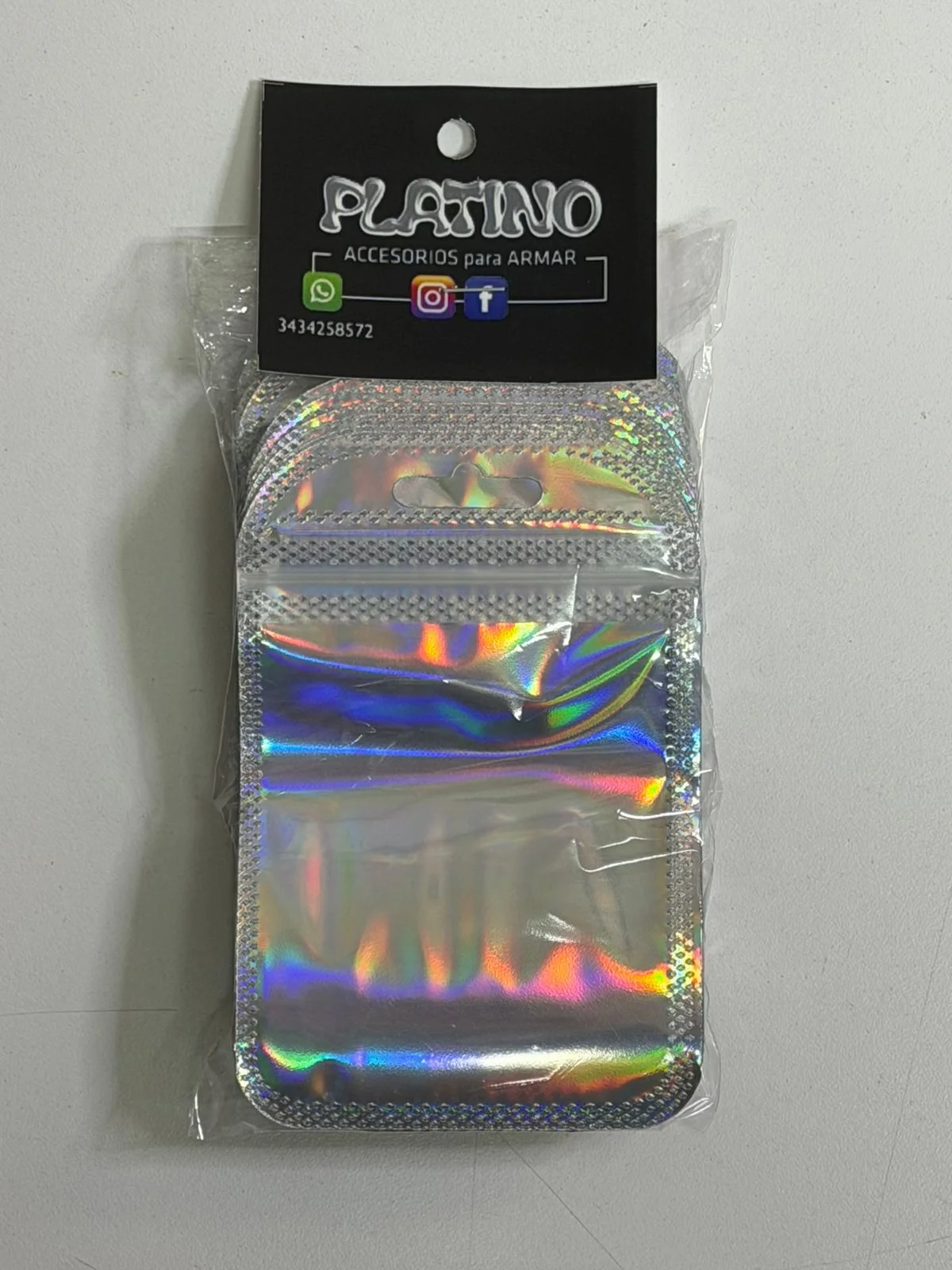 Bolsa holografica zipper 5,5x9cm. 20u