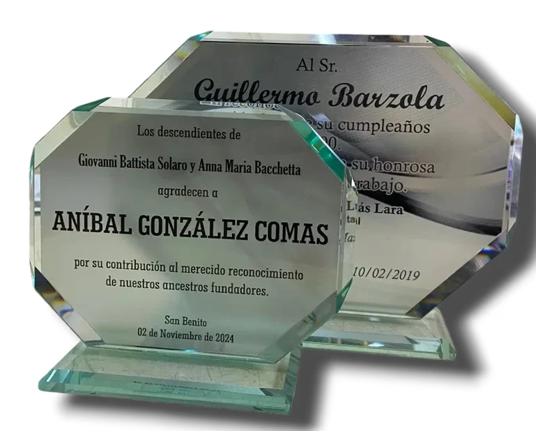 PLAQUETA CRISTAL BISELADO MODELO: BANDEJA